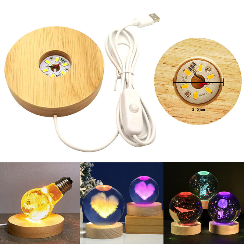 Resin Art Light - Художественный дисплей из смолы, круглый деревянный